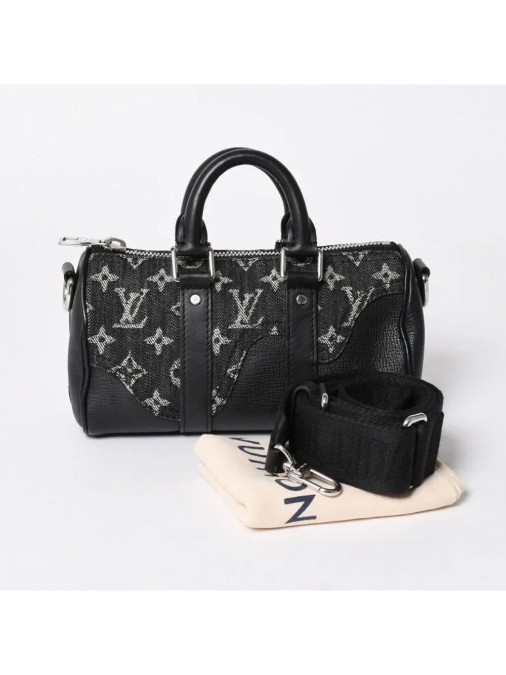 Louis Vuitton Keepall XS Shoulder Bag Monogram Denim Taurillon Leather 2-Way